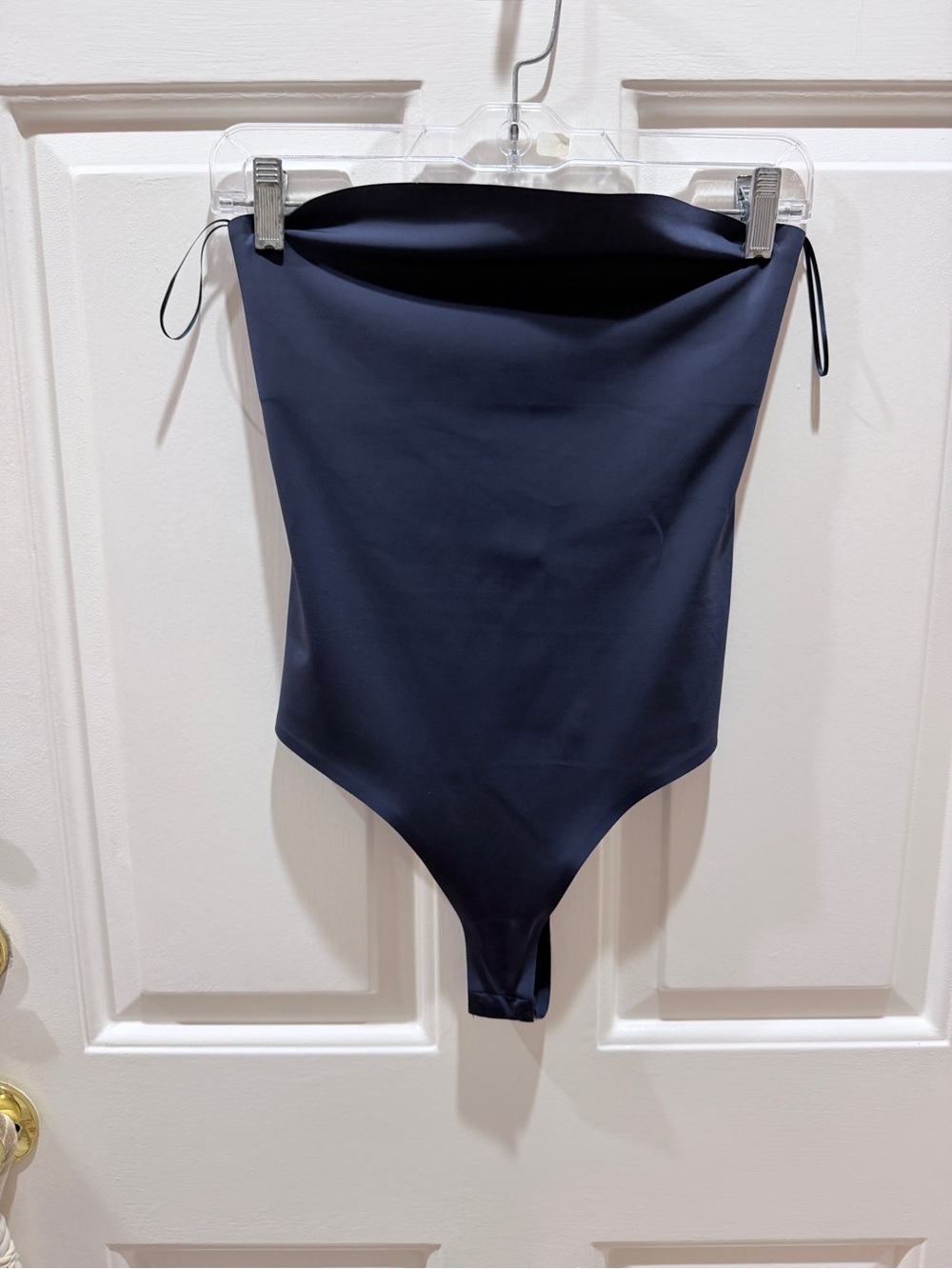 Zara Navy Strapless High-Cut One-Piece Bodysuit